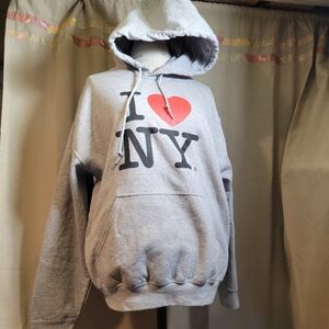 Gildan I LOVE NY ❤ Gray Pullover Hoodie Men's L